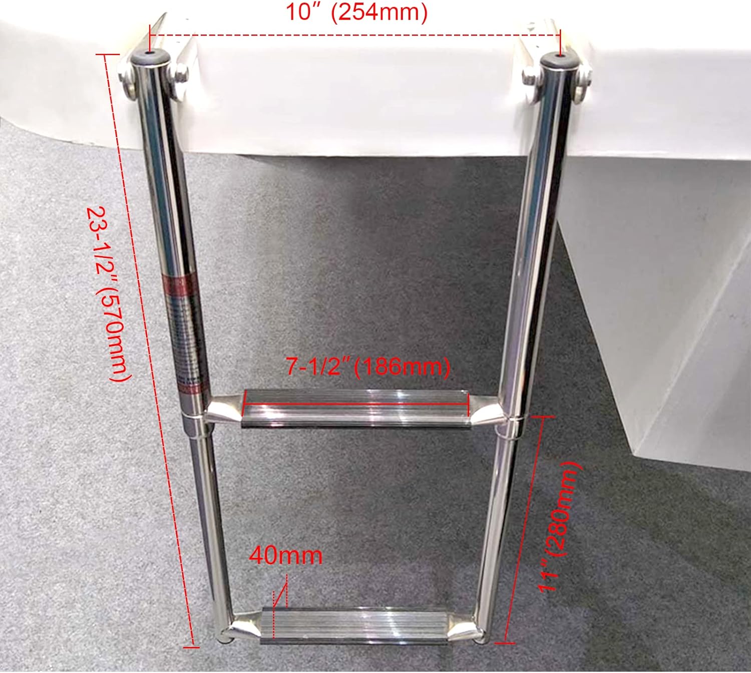 Telescoping 2 Step Stainless Steel Boat Drop Ladder Pack of 2 V1354