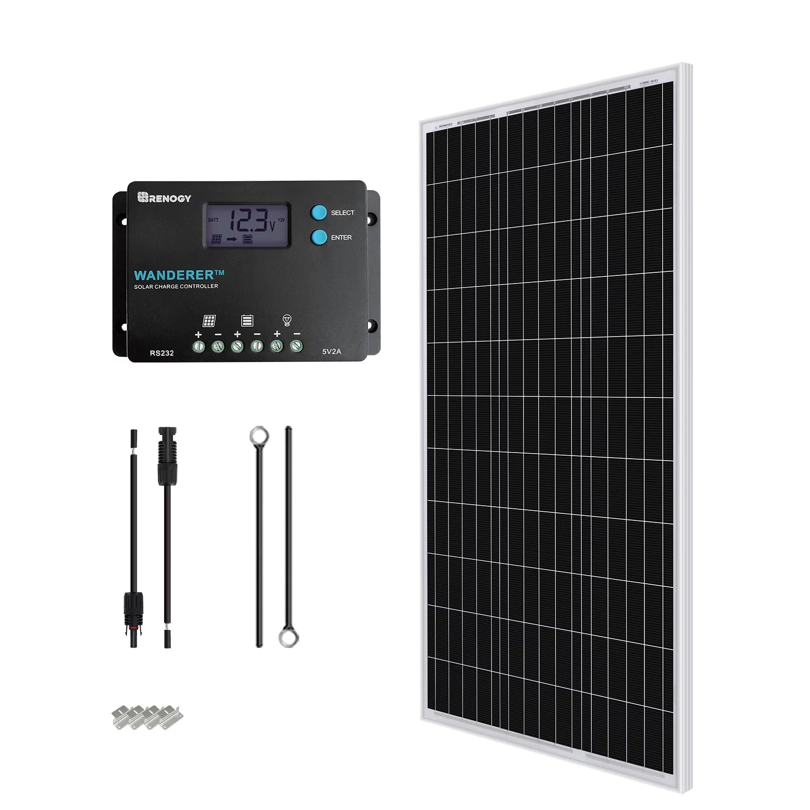100W 12V Monocrystalline Solar Starter Kit with 10A Charger Controller Y659