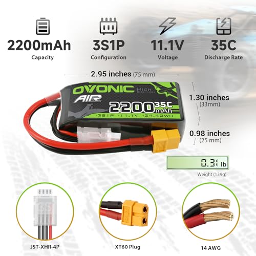 3s Lipo Battery 2200mAh 11.1V 35C with XT60 Connector (2pcs) A44331