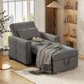 Beige Corduroy Convertible Sofa Bed with Throw Pillow D451