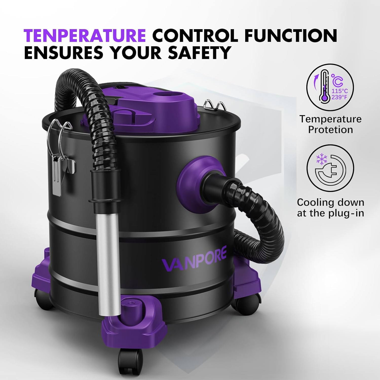 5.2 Gallon Ash Vacuum Cleaner with 1200W Suction L8453