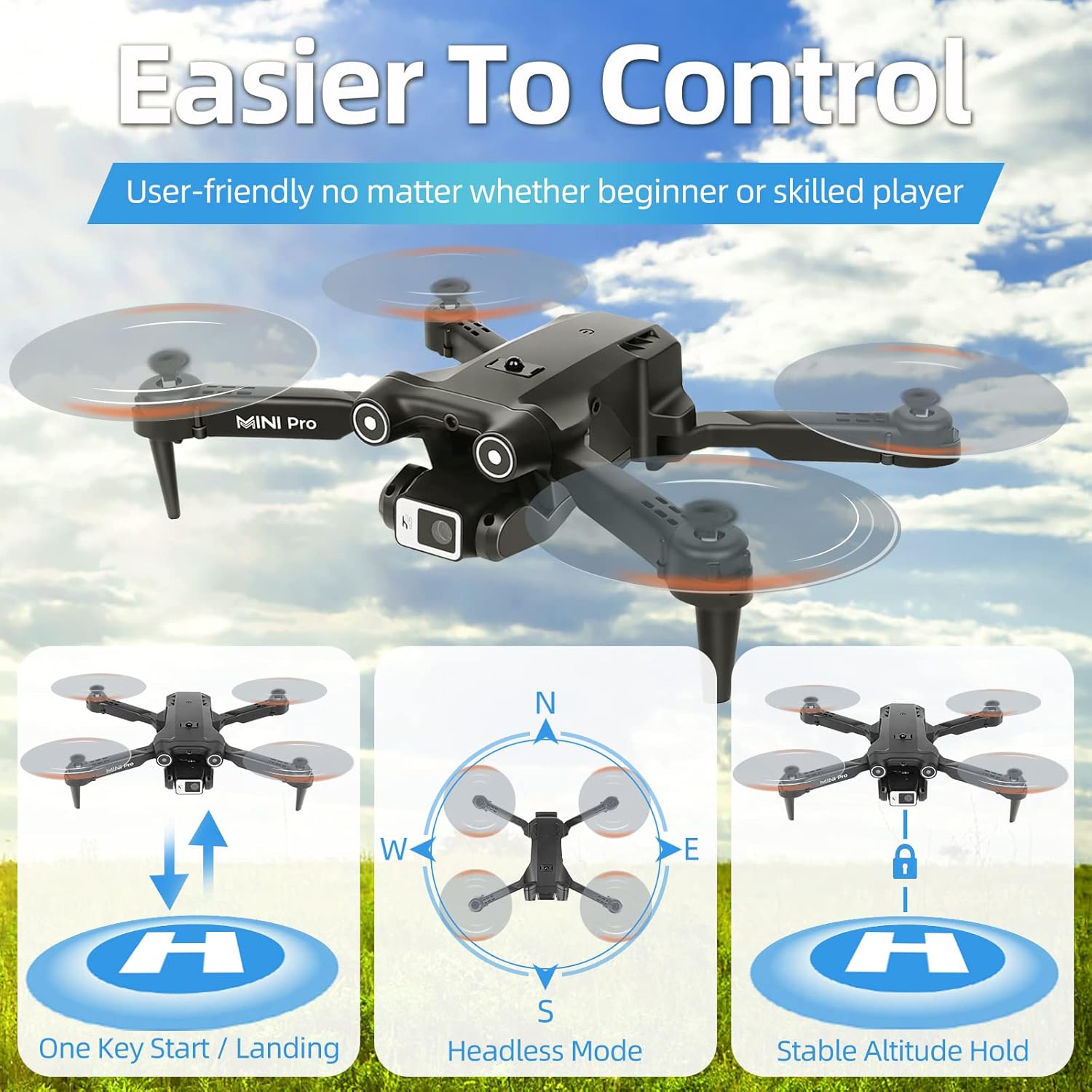 1080P HD FPV Mini Drone with Carrying Case, 2 Batteries X26900