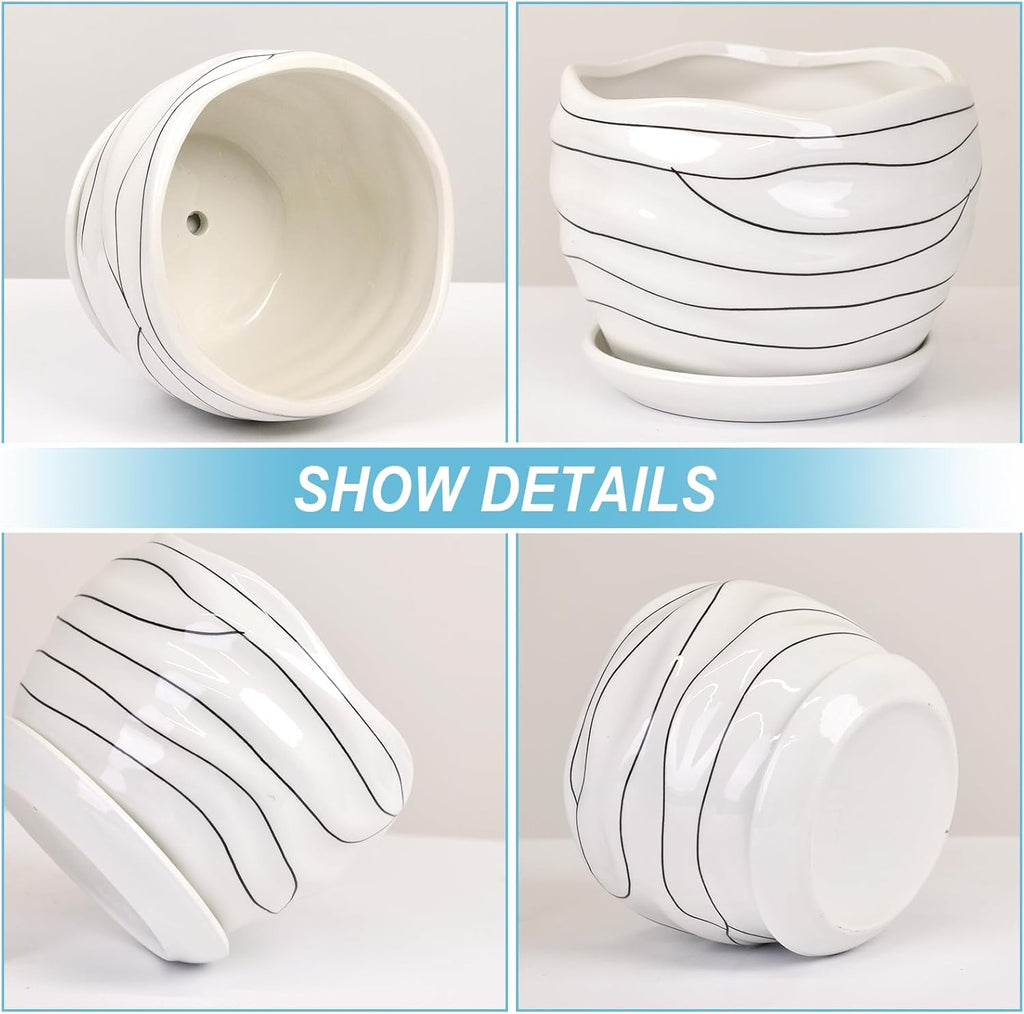 White Ceramic Planter Set, 3 Sizes S549