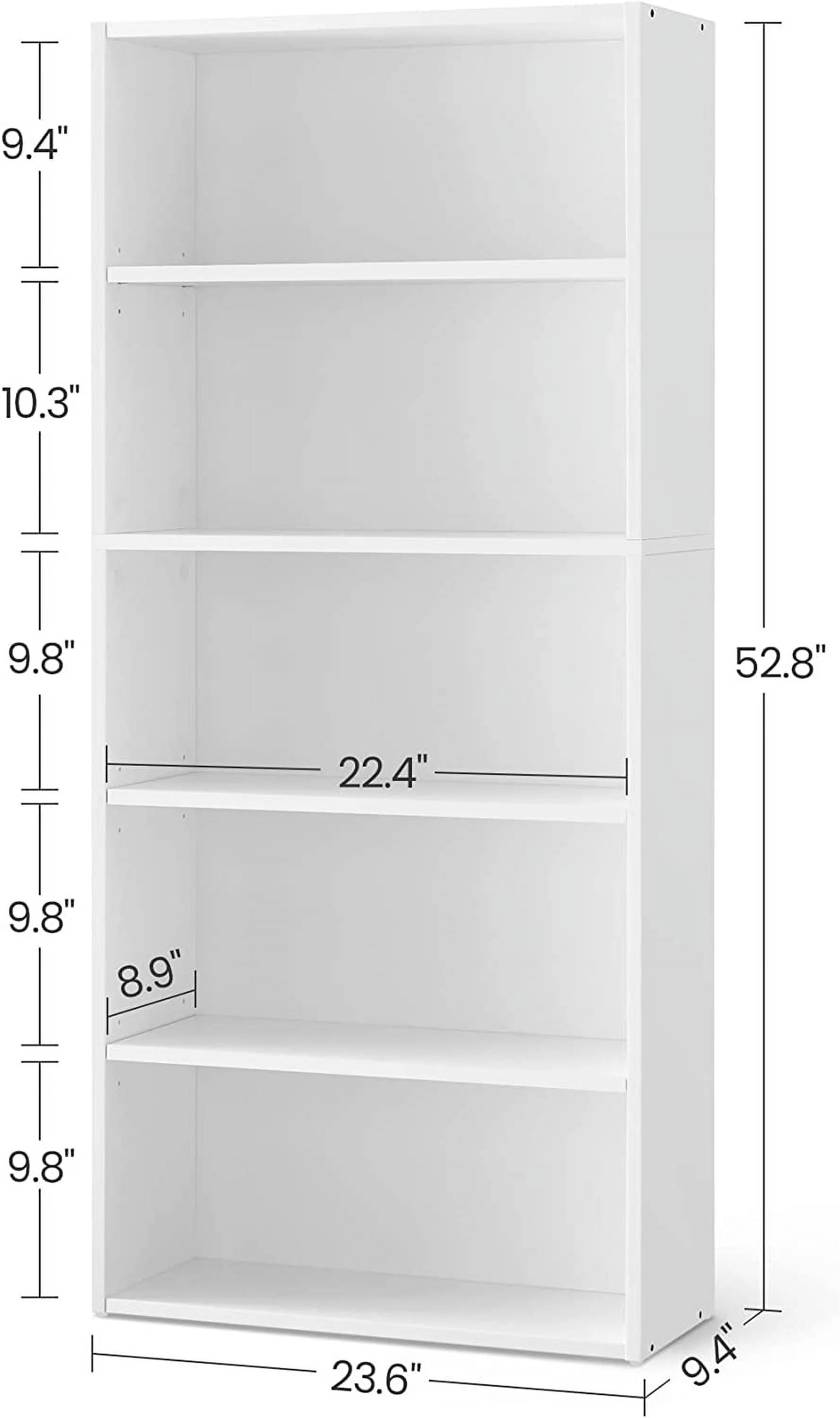 5-Tier Open Bookcase White Z5611