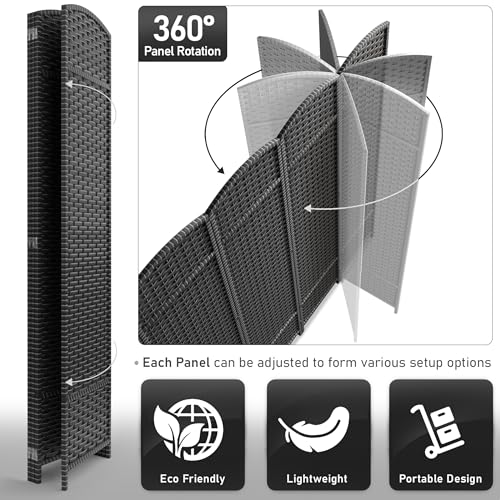 Black 8-Panel Folding Room Divider C2641