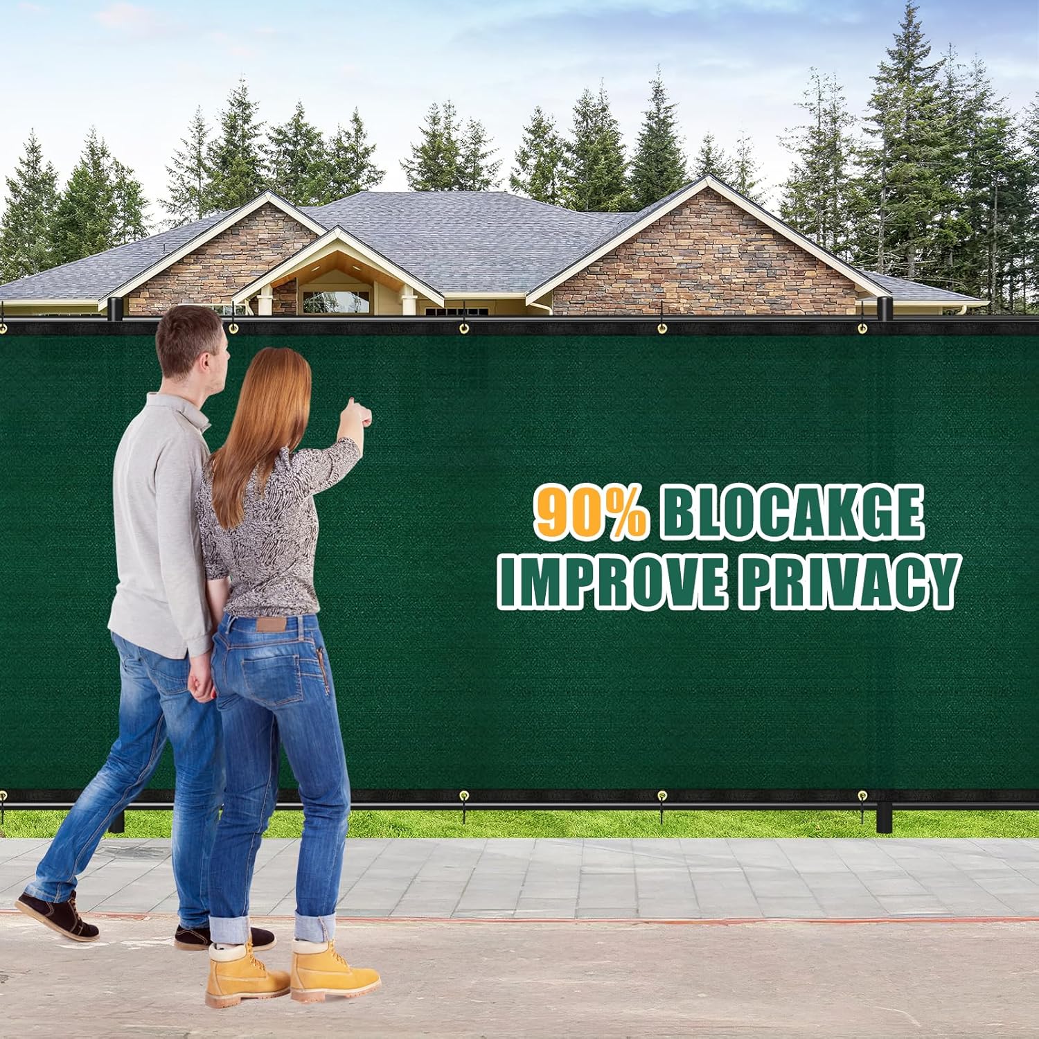 Green 6' x 50' Heavy Duty Privacy Fence Screen with Brass Grommets N30783