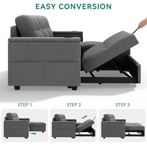 Dark Gray L-Shaped Sectional Sofa Bed with Pull Out Bed L4304