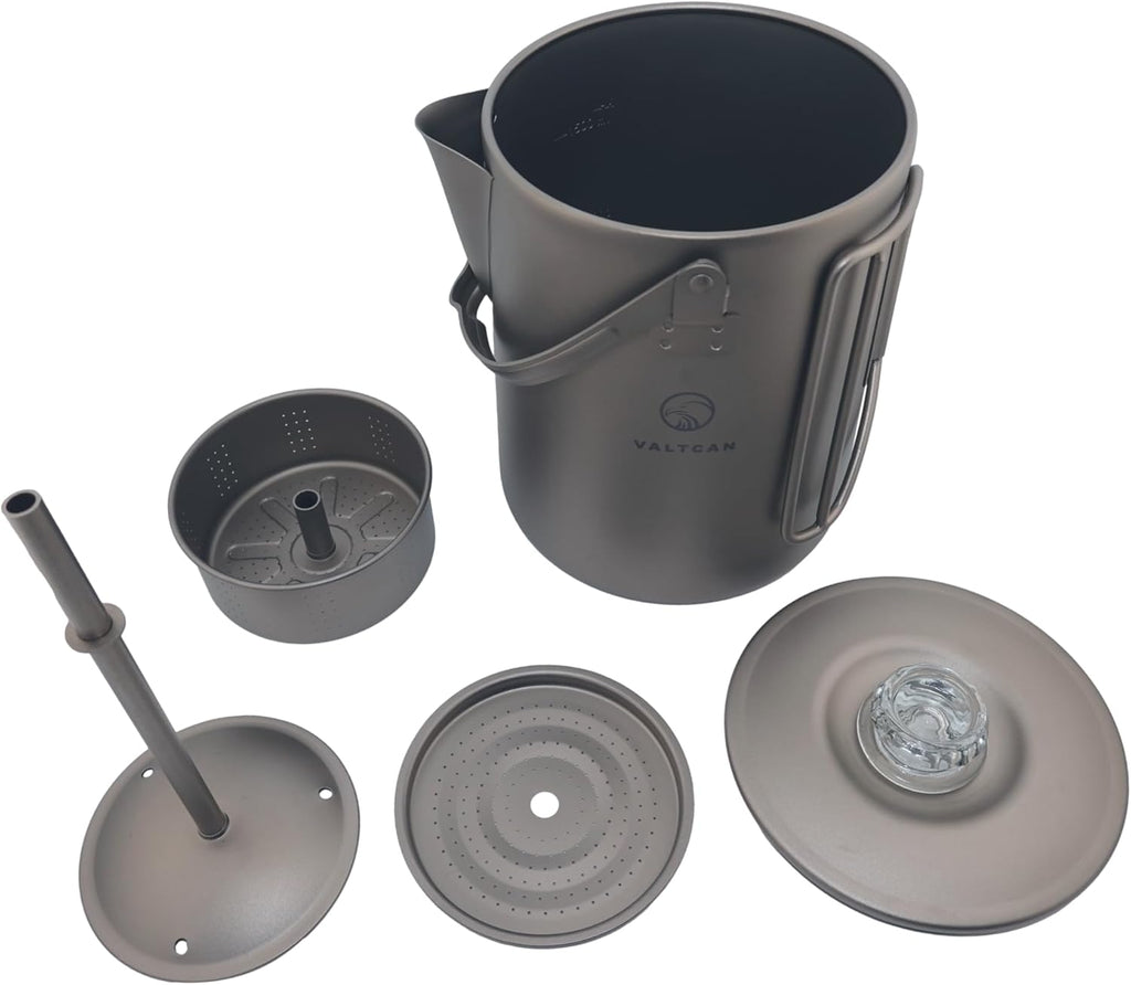 Titanium Percolator Coffee Maker Pot 1.5L 50 fl oz 6 Cup Capacity Glass Knob B822328