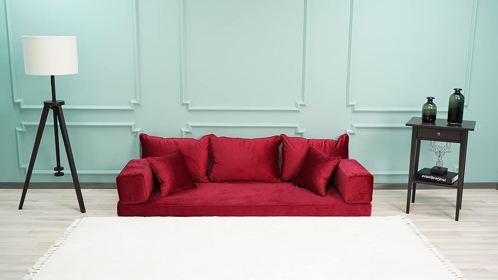 Red Velvet Floor Sofa Q81282