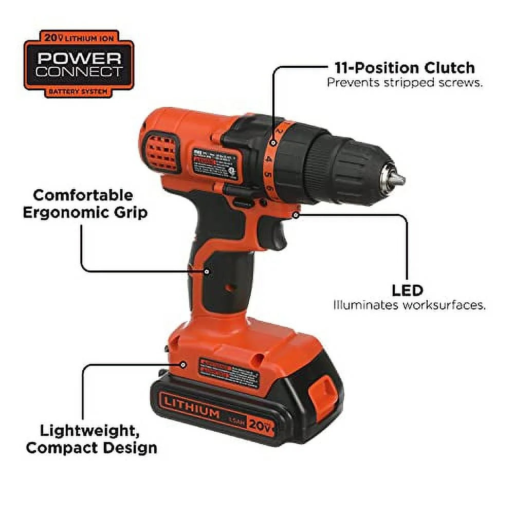 20V MAX Cordless Drill and Driver, 3/8 Inch, with LED Work Light R28021
