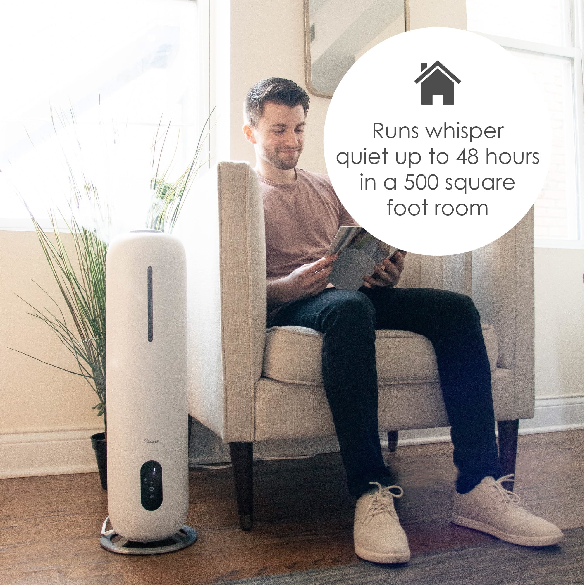 White 2 Gallon Cool Mist Humidifier S335