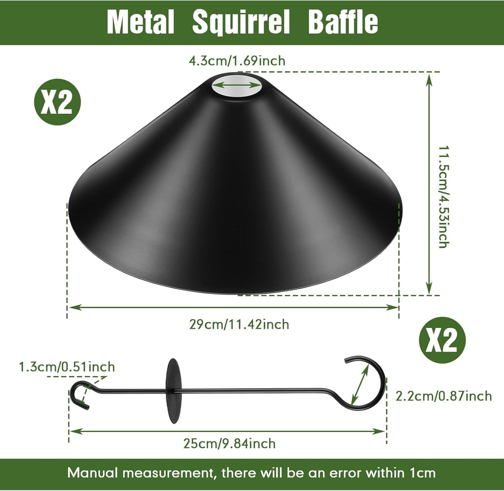 2 Pcs Metal Squirrel Baffle 12 Inch for Bird Feeder Pole X622