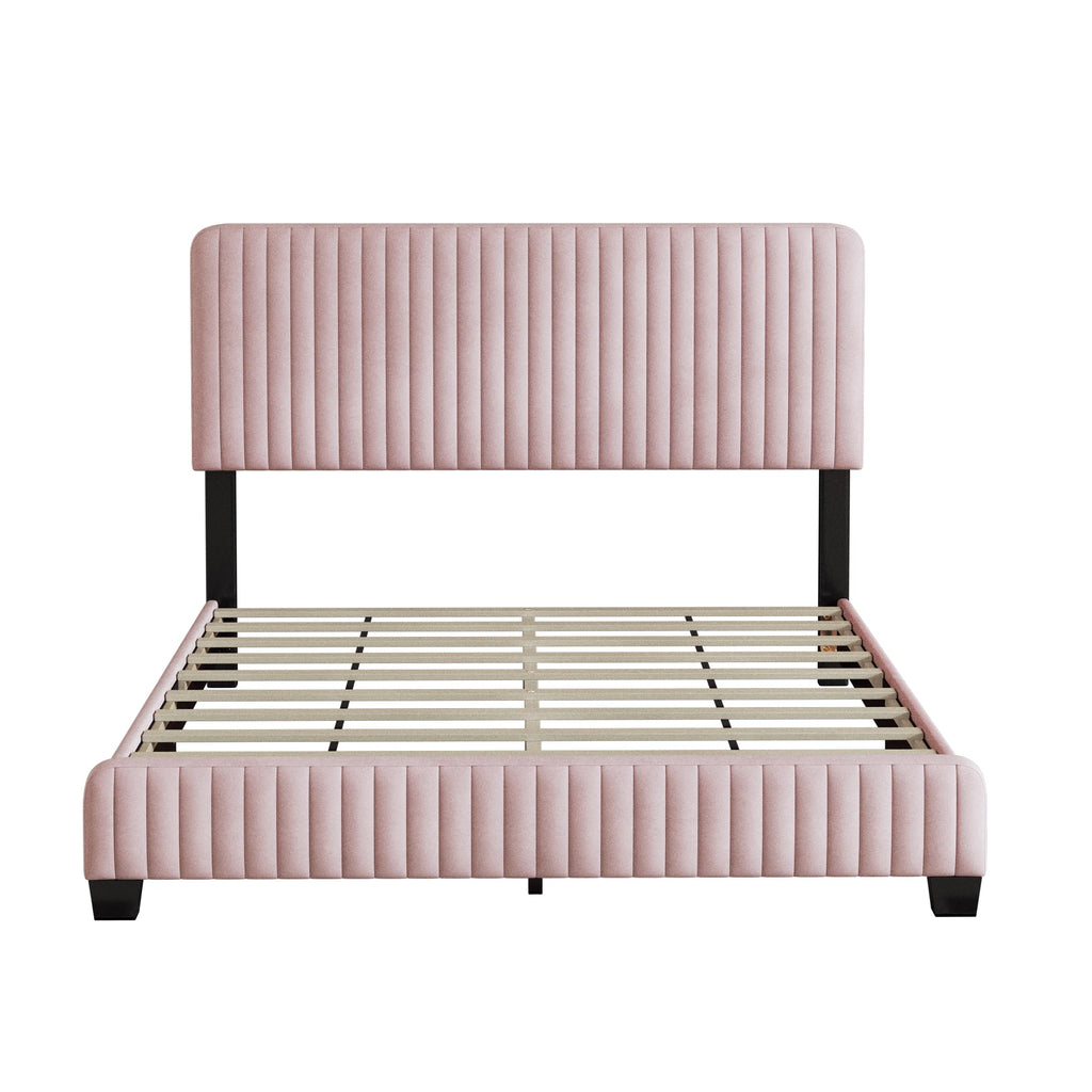 Pink Velvet Upholstered Platform Bed G865908