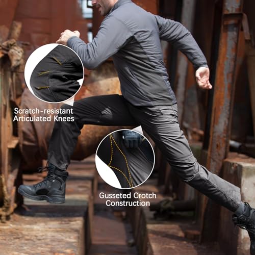 Men's Cargo Pants Water Resistant Ripstop Tactical Pants Lightweight Outdoor Hiking Pants B192896