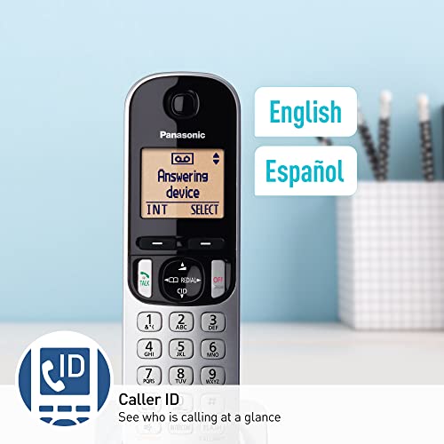 Expandable Cordless Phone System with Answering Machine, Call Block, High Contrast Displays and Keypads - 1 Cordless Handset - Silver/Black U424942