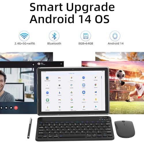 10.1 Inch Android Tablet with Keyboard Mouse Case Stylus 64GB ROM 8GB RAM L990124