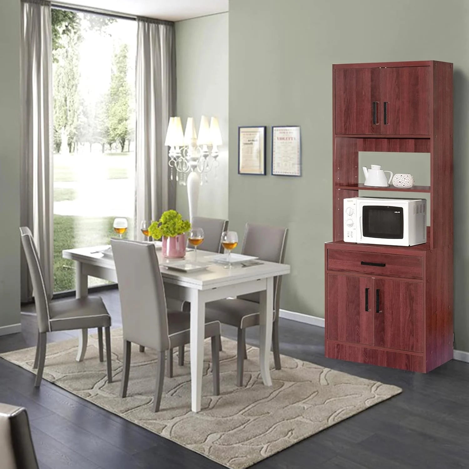 Tall Wooden Kitchen Pantry In Mahogany I3805