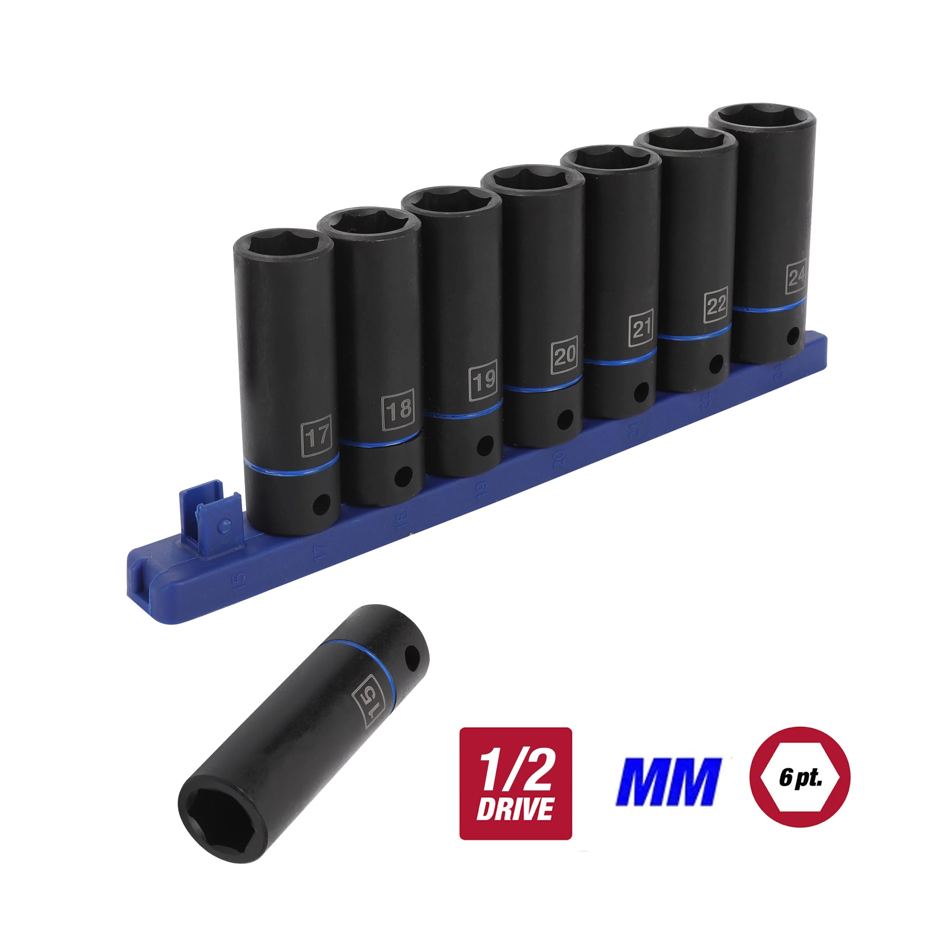 9-Piece 1/2 inch Deep and Standard Drive Impact Socket Set M5662