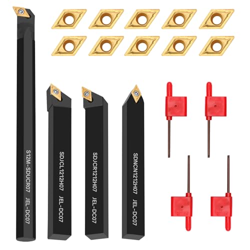 21Pcs 3/8'' 10mm Shank Carbide Turning Tool Set with 14Pcs Inserts W293330