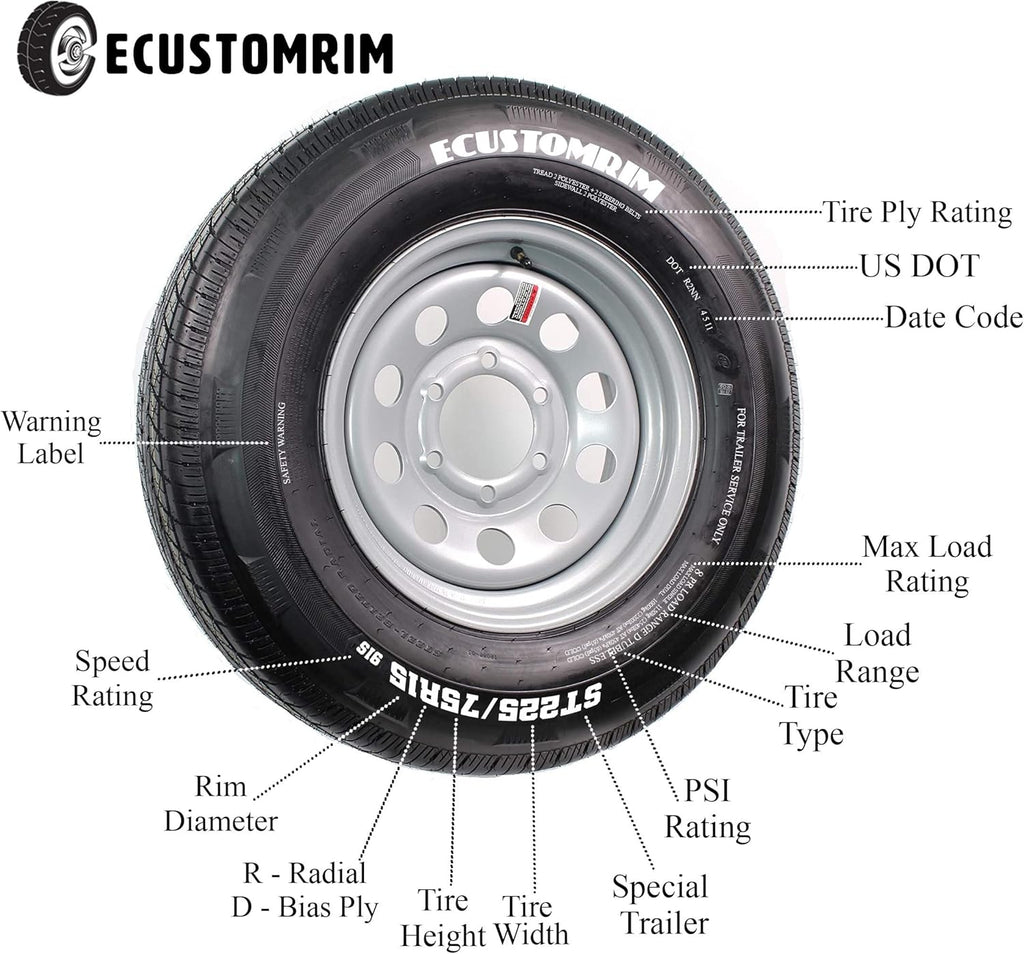 205/75D15 Trailer Tires Bias Ply Load Range C L10656