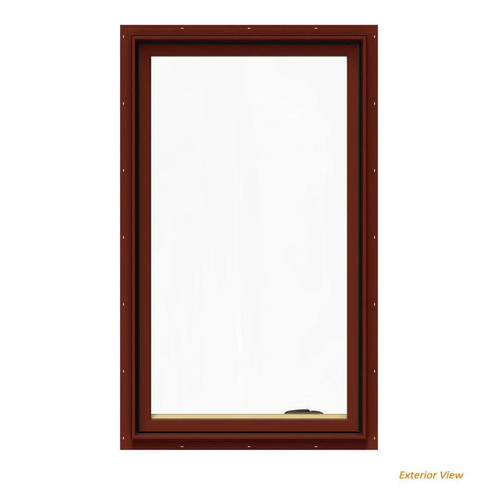 24.75 in. x 48.75 in. Red Painted Clad Wood Right-Handed Casement Window with Mesh Screen O3494
