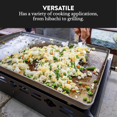 26 In Flat Top Gas Grill with 3 Burners – Stainless Steel Tabletop with Pre Season Griddle F304208
