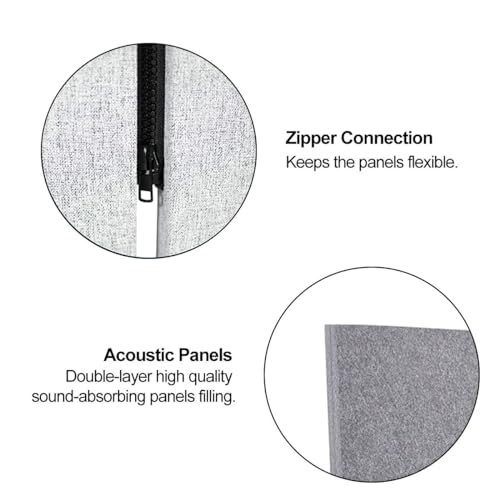 3 Panels Freestanding Acoustic Room Divider Soundproof Privacy Screen Folding Partition Wall Divider O9085