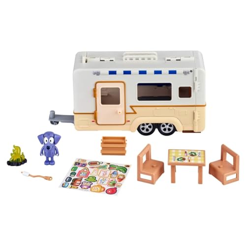 Bluey Caravan Playset with 2.5-3 inch Figures, Camper Van, 2 Figures, 5 Accessories, 1 Sticker Q216