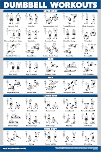 LAMINATED 18" x 24" Dumbbell Workout Poster J379