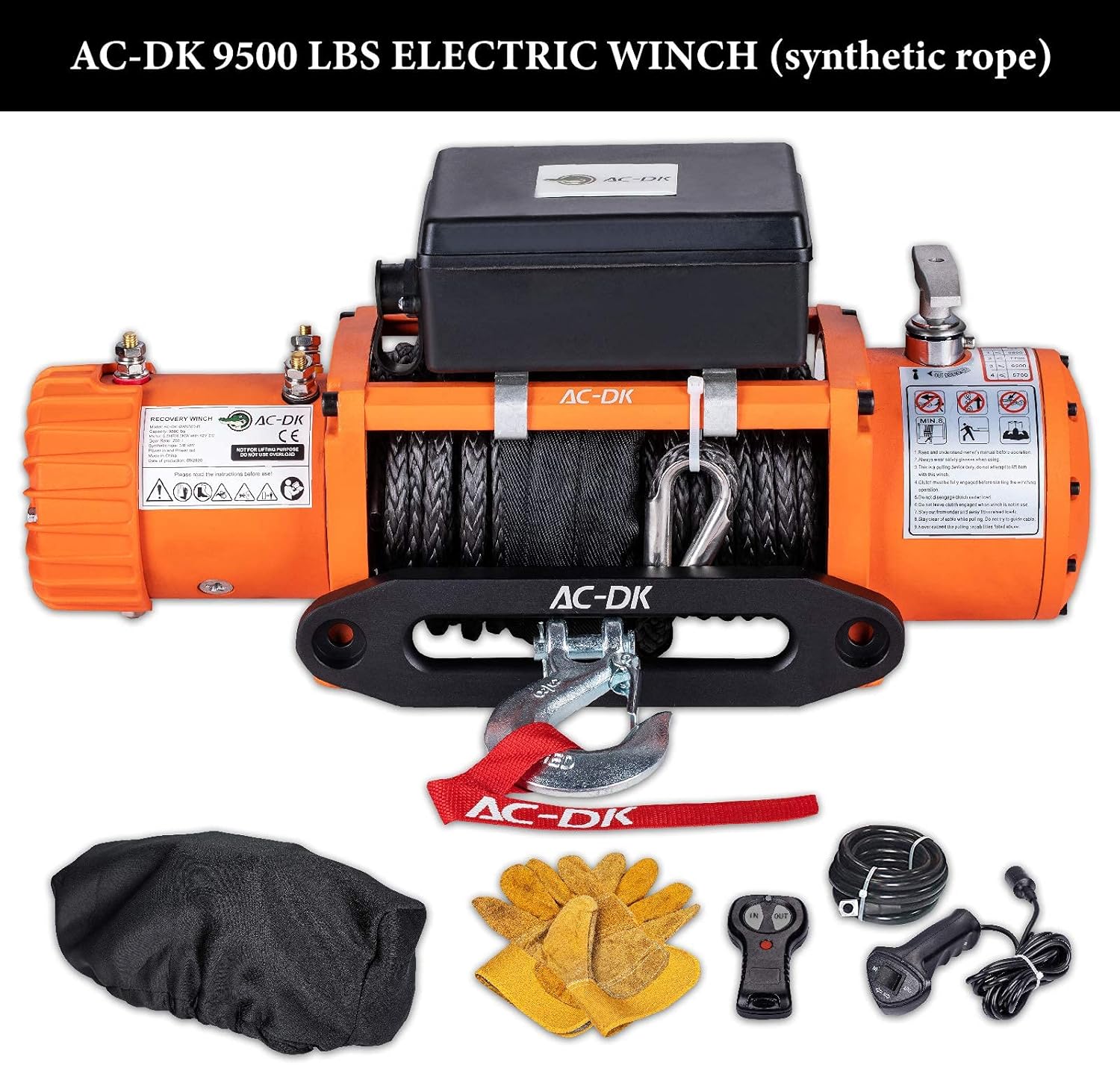 9500 lb. Electric Winch Synthetic Rope Kit 12V Waterproof IP67 with Wireless Remote G986