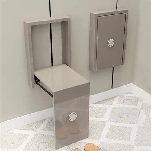 Slim Folding Shoe Changing Stool Wall Mounted Foldable Chairs Storable Entrance Chair W86045