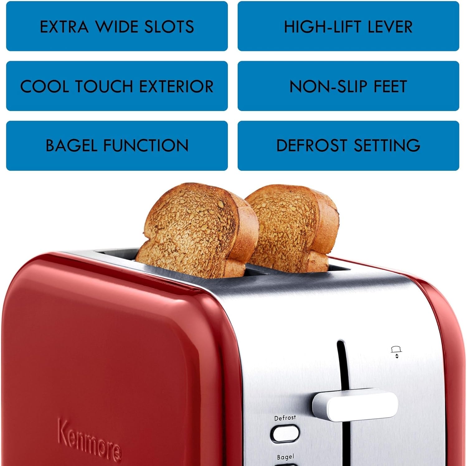 2 Slice Stainless Steel Toaster with Extra Wide Slots E193