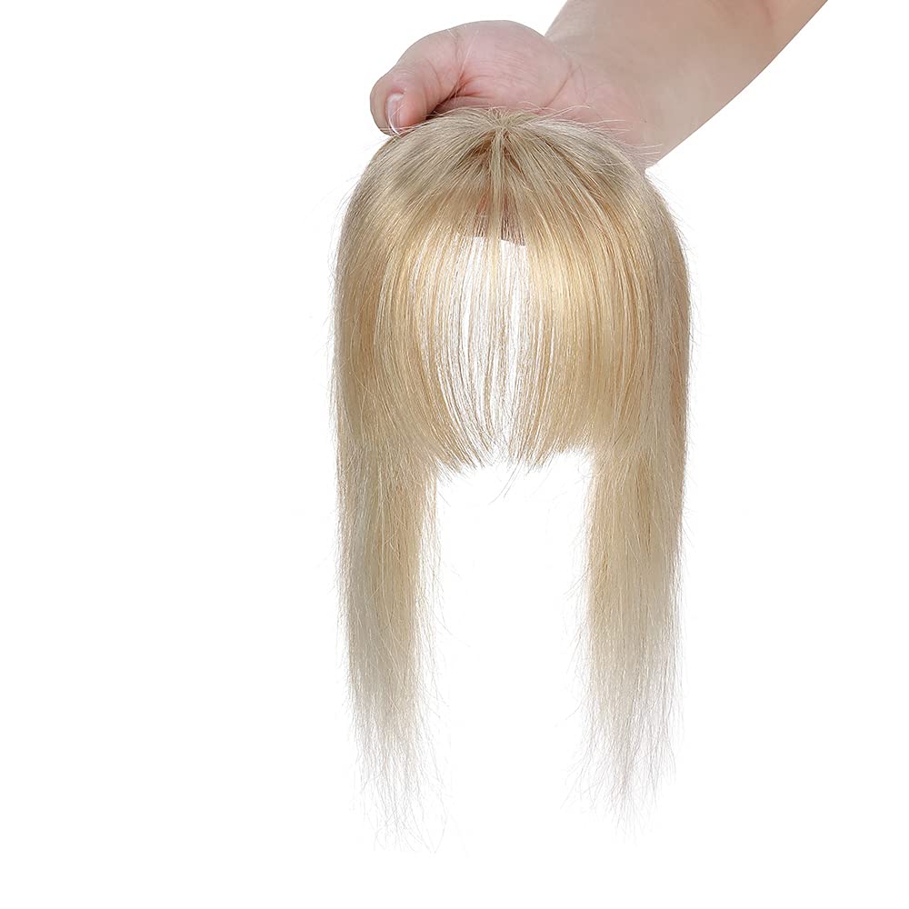 100% Real Human Hair Topper with Wispy Bangs Mono Base Crown Topper C41364