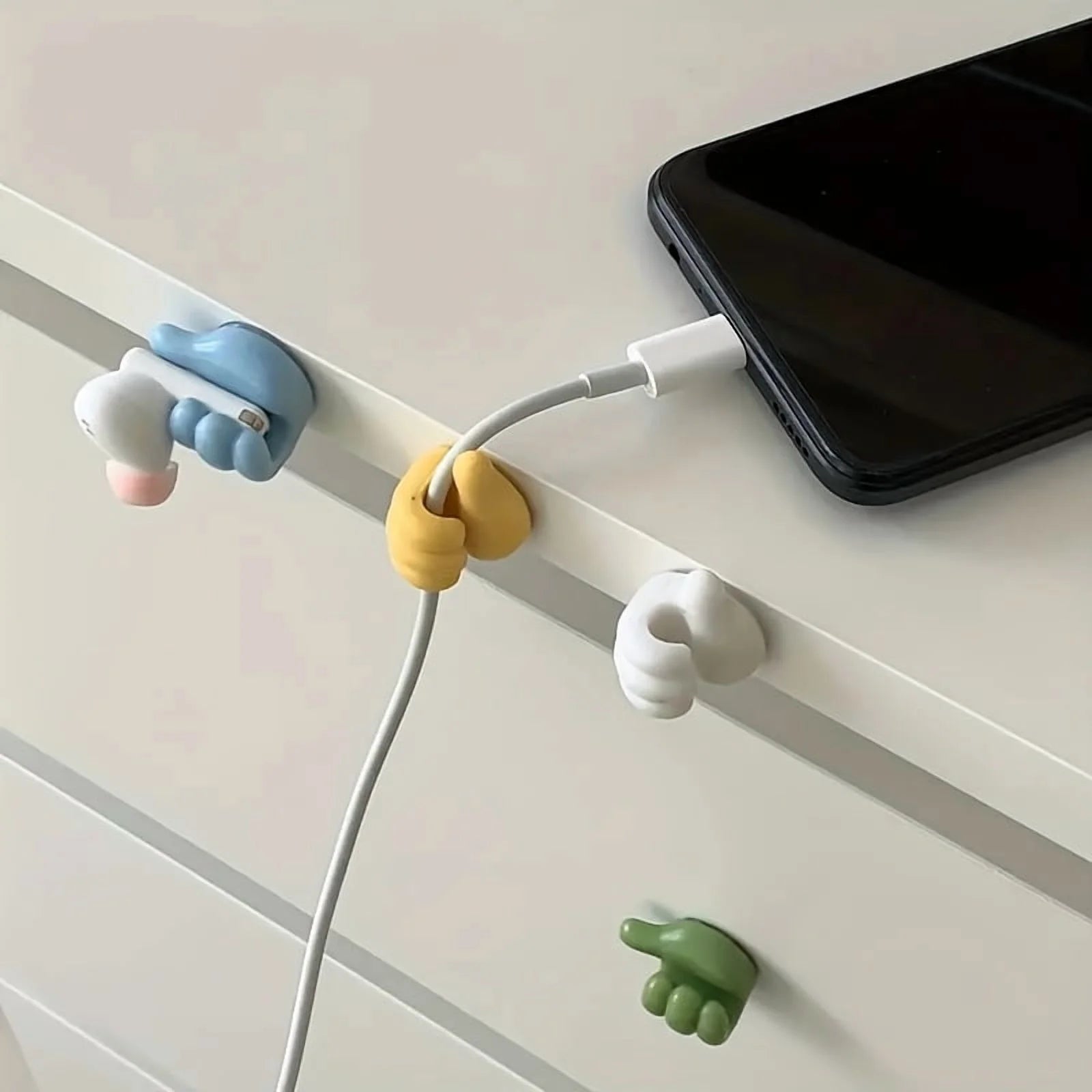 10 Pcs Silicone Wall Hook Adhesive Cable Clip Key Hanger Q36726