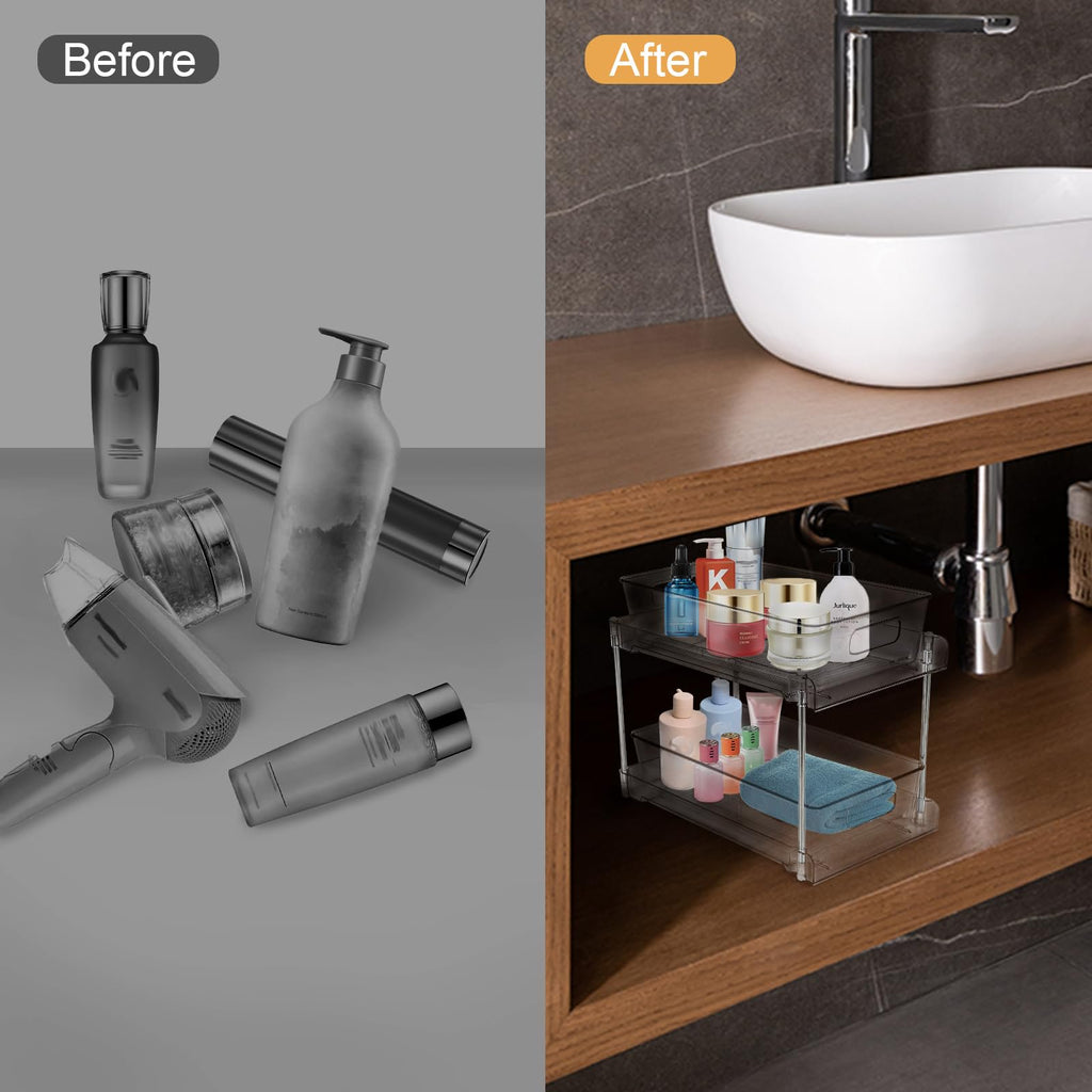 Clear 2-Tier Under Sink Pull-Out Drawer C532