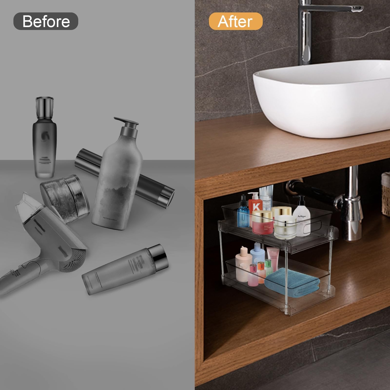 Clear 2-Tier Under Sink Pull-Out Drawer C532