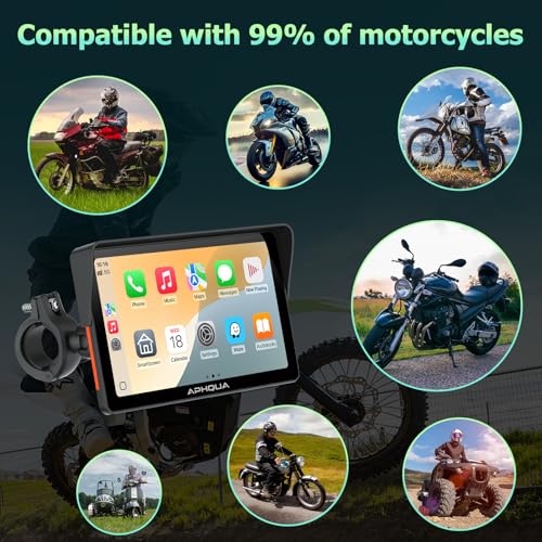 7-Inch Motorcycle GPS Navigation System with Apple CarPlay & Android Auto, Waterproof Touchscreen, Bluetooth, IP67 Waterproof Q439