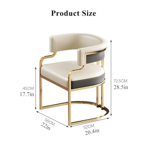 White Leather Tub Chair with Golden Metal Legs B5002