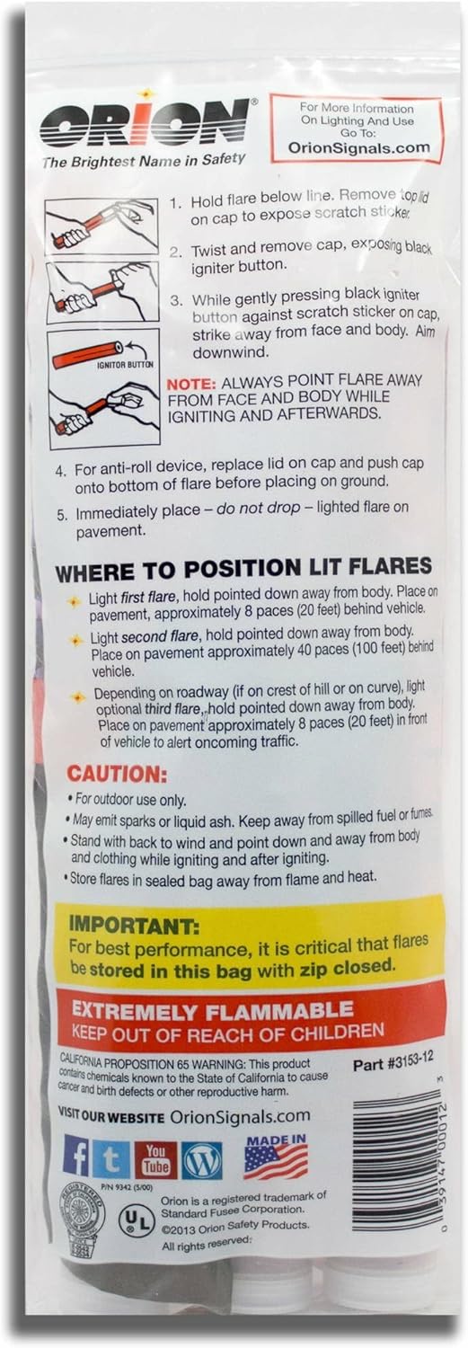 3 Packs High Visibility 15-Minute Safety Flares B472
