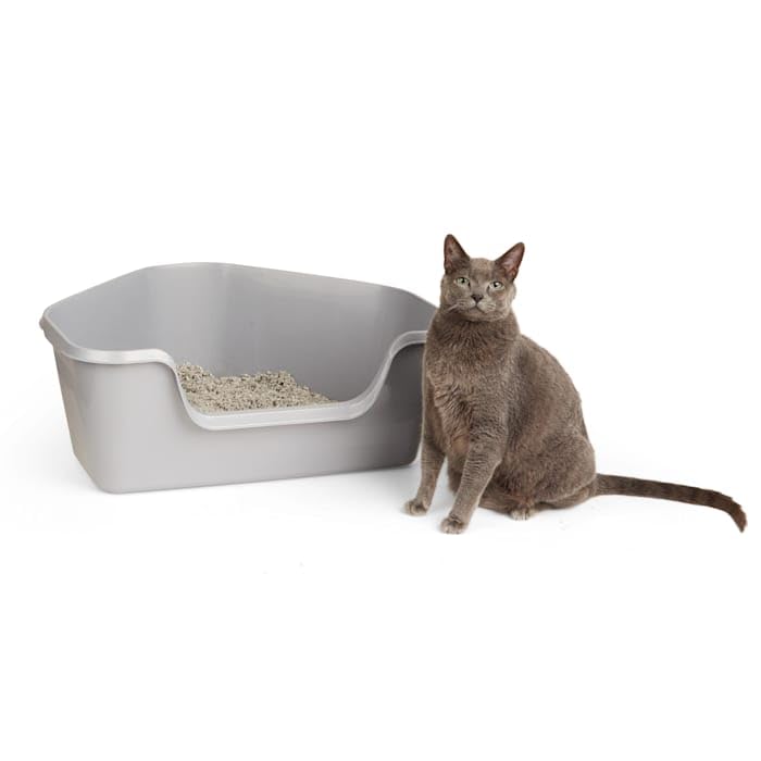 Grey High-Back Corner Litter Box E296