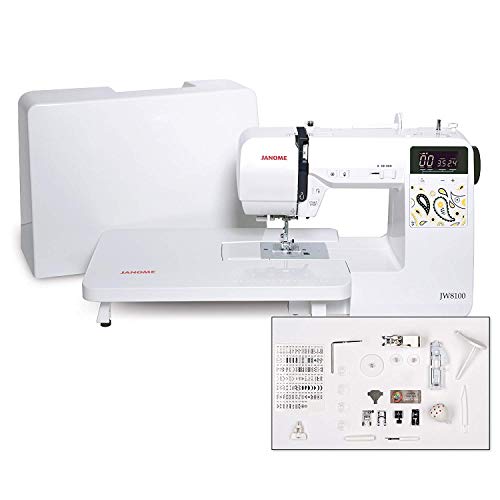 Computerized Sewing Machine with 100 Stitches, 7 Buttonholes, Hard Cover, Extension Table and 22 Accessories S3516