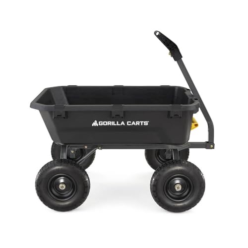 Heavy-Duty Steel Frame Dump Cart with 600 lb Capacity and No-Flat 10-Inch Tires F759