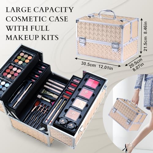Professional Makeup Set with Storage Train Case, Pink K231123