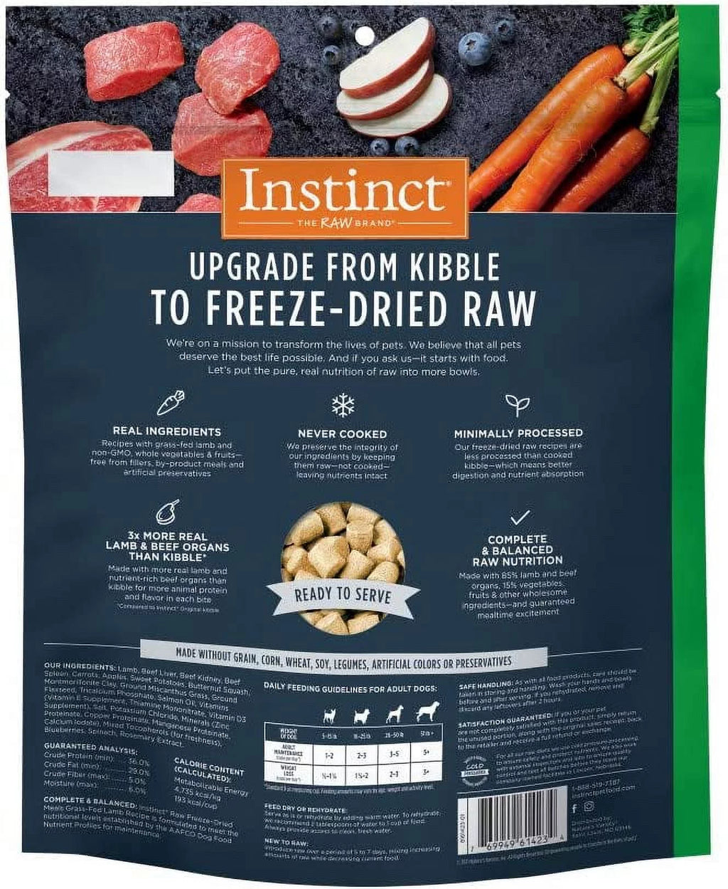 Freeze Dried Raw Grain Free Lamb Recipe Dog Food, 24 oz. Bag T964