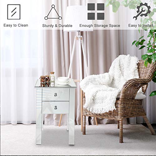 Mirrored Nightstand with 3 Drawers M952387