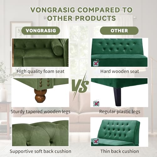 Green Velvet 3 Seater Sofa with 2 Pillows Y65780