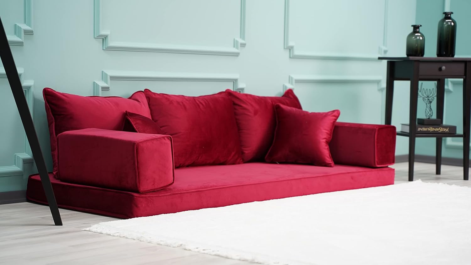 Red Velvet Floor Sofa Q81282