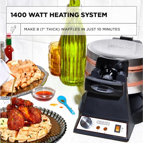 Double Rotating Belgian Waffle Maker with Nonstick Copper Plates Q9275