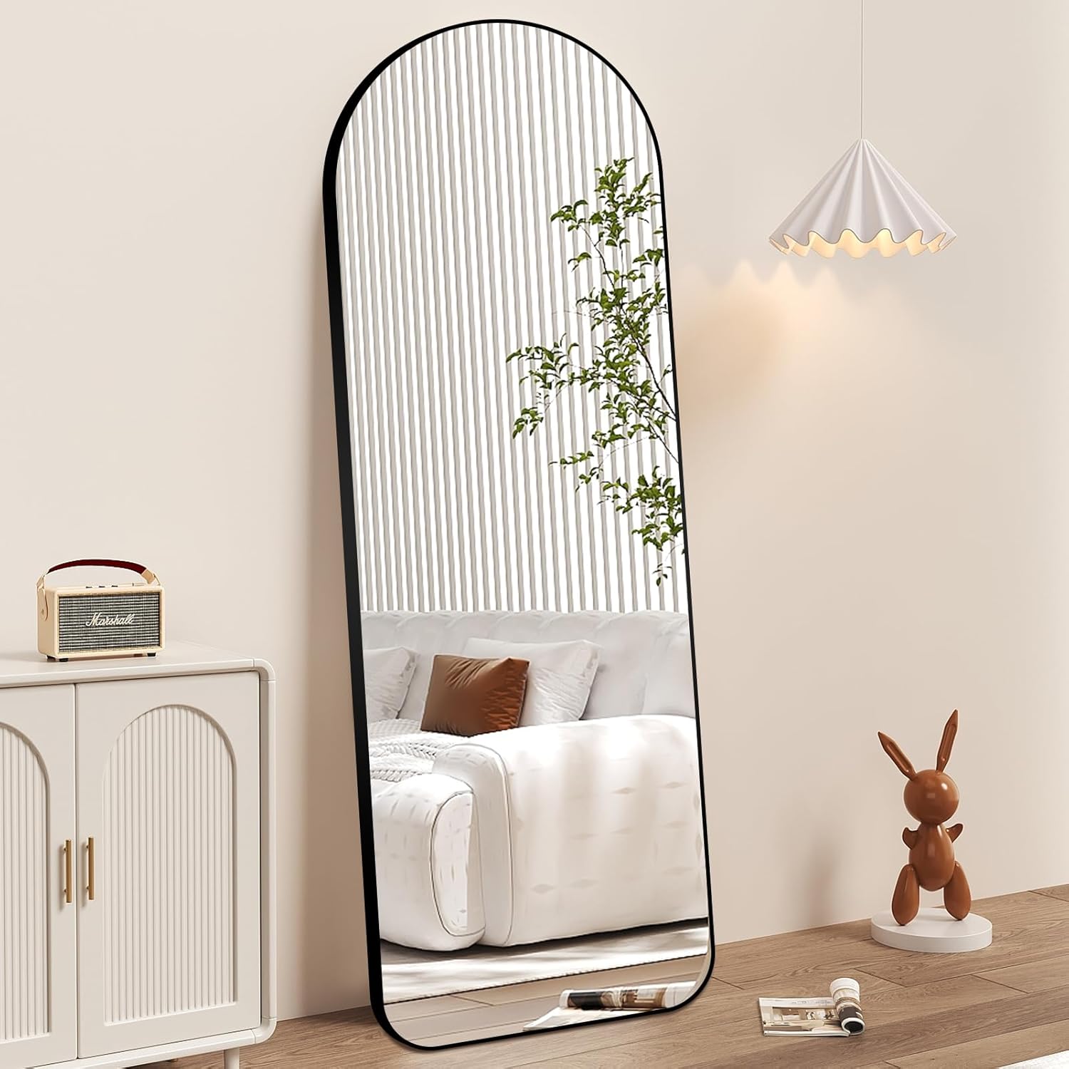 Black Arched Full Length Floor Mirror T85674