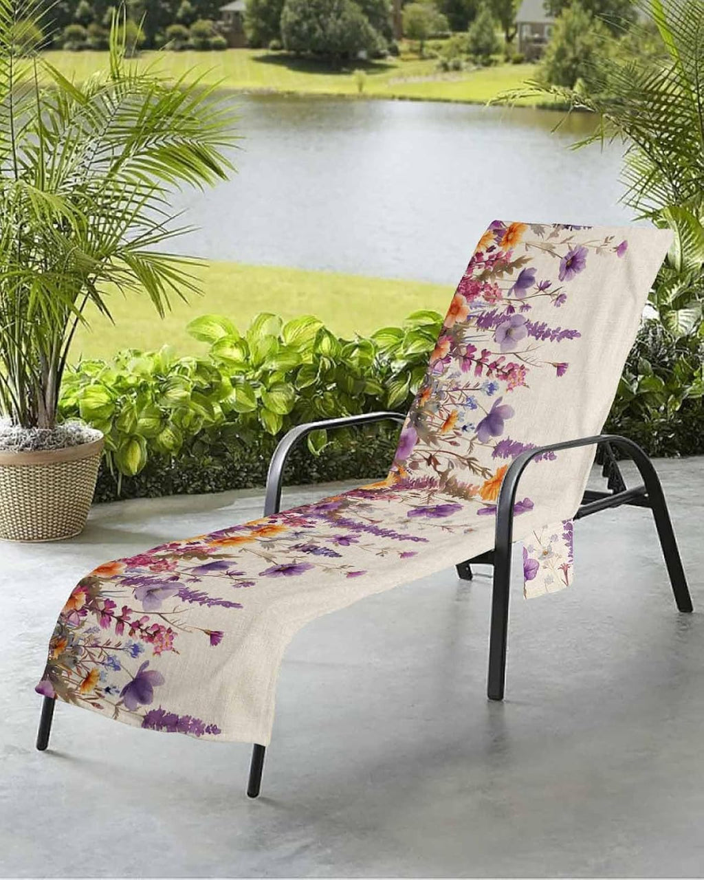 Beach Chair Cover with Side Pockets, 1 PCS F10184